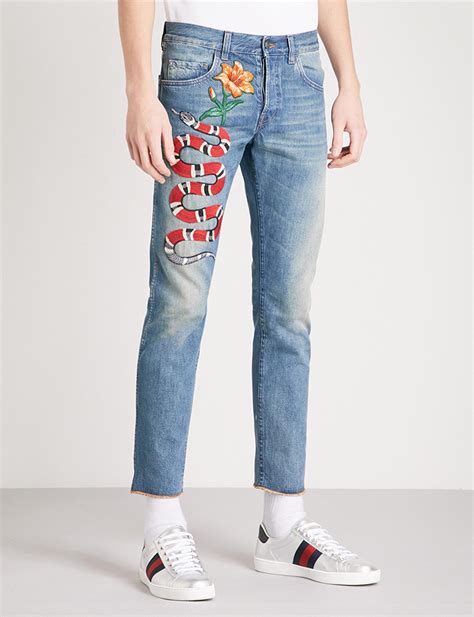 gucci ripped jeans men|gucci jeans with snake.